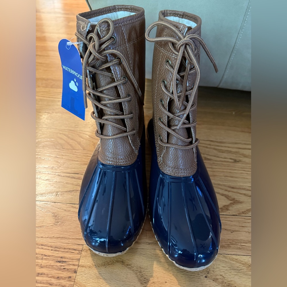 NWT JBU Womens Brown Water Resistant Maplewood Round Toe Duck Boot 8.5